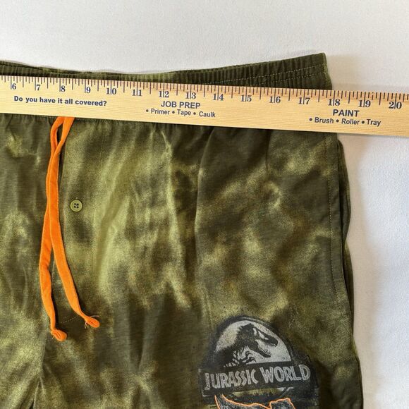 Jurassic Park Lounge Pants Spray Raptor Pajama Bottoms Green Camo NEW - Picture 6 of 9